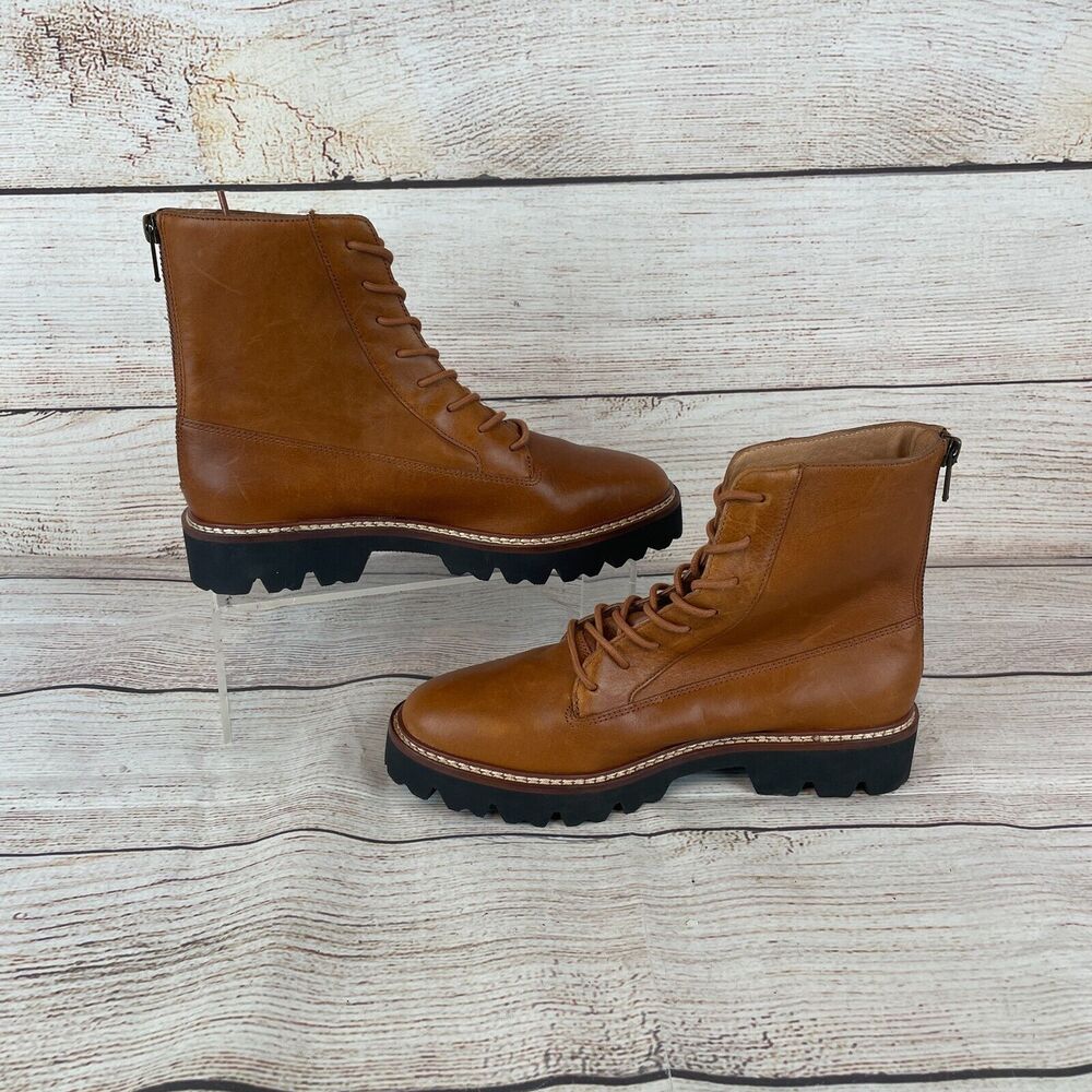 Madewell The Citywalk Lugsole Lace Boots Sz 6 Brown Leather - Picture 2 of 9